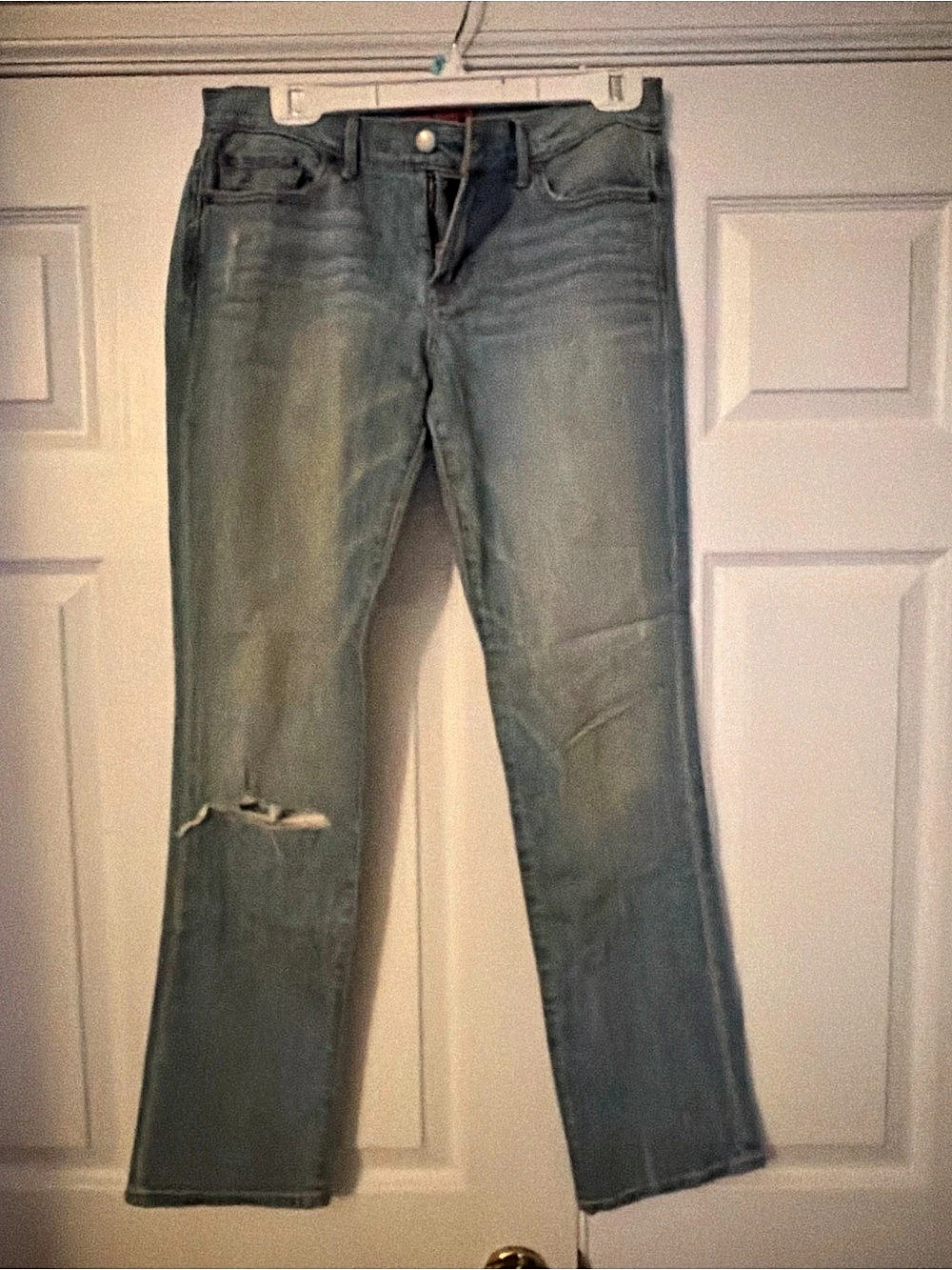 Lucky Brand Straight Leg Distressed Jeans in Blue Waist 8